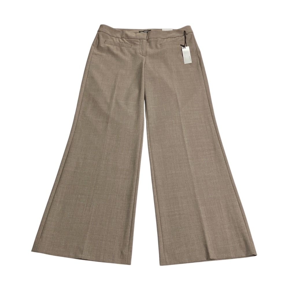 Express Design Studio Wide Leg Pants Women 10 Brown Mid Rise Flat Front Trousers